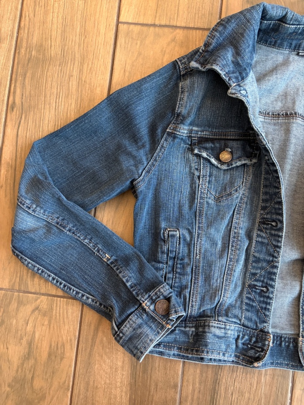 Celebrity Pink Distressed & Cropped Blue Denim Jacket - Picture 6 of 11